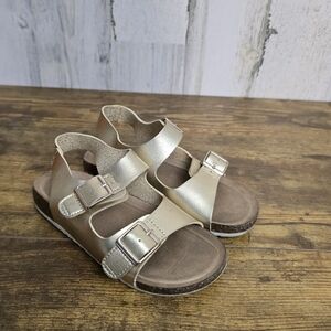 Cat And Jack Toddler Girls Gold Buckle Strap Sandals Size 10